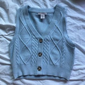 light blue button up knit sweater vest size medium